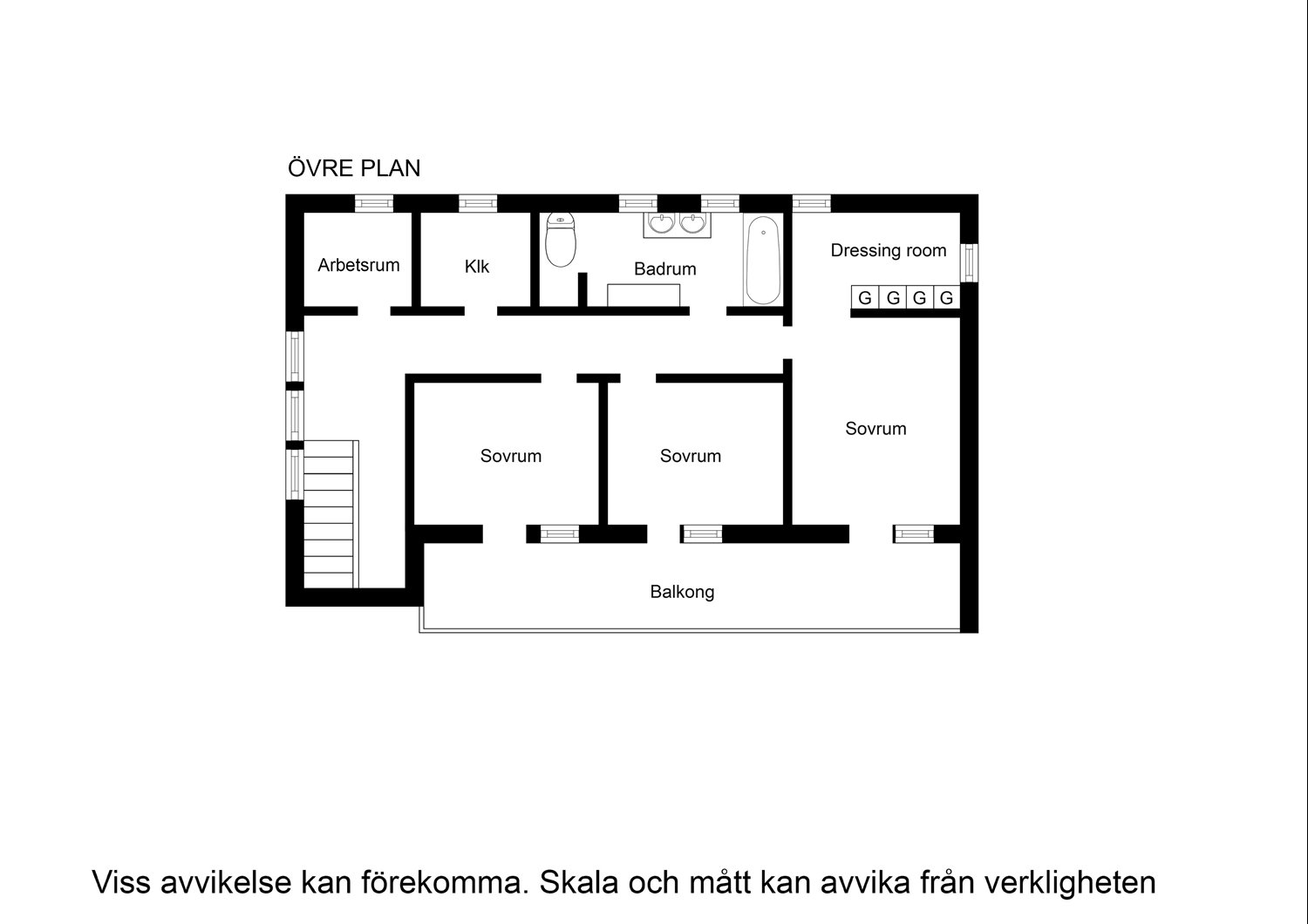 planritning Övre plan