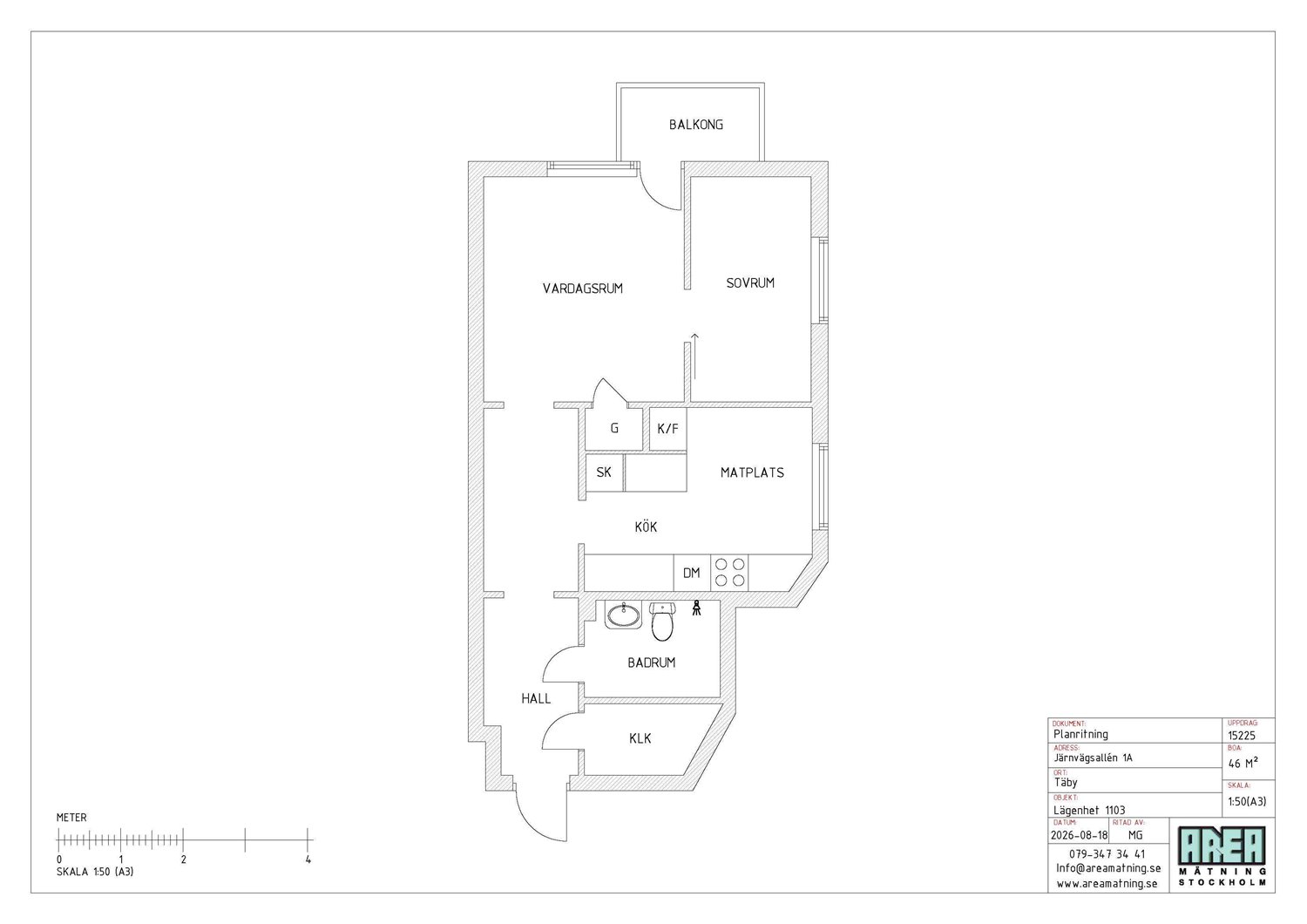 Planritning - Järnvägsallén 1A lgh 1103